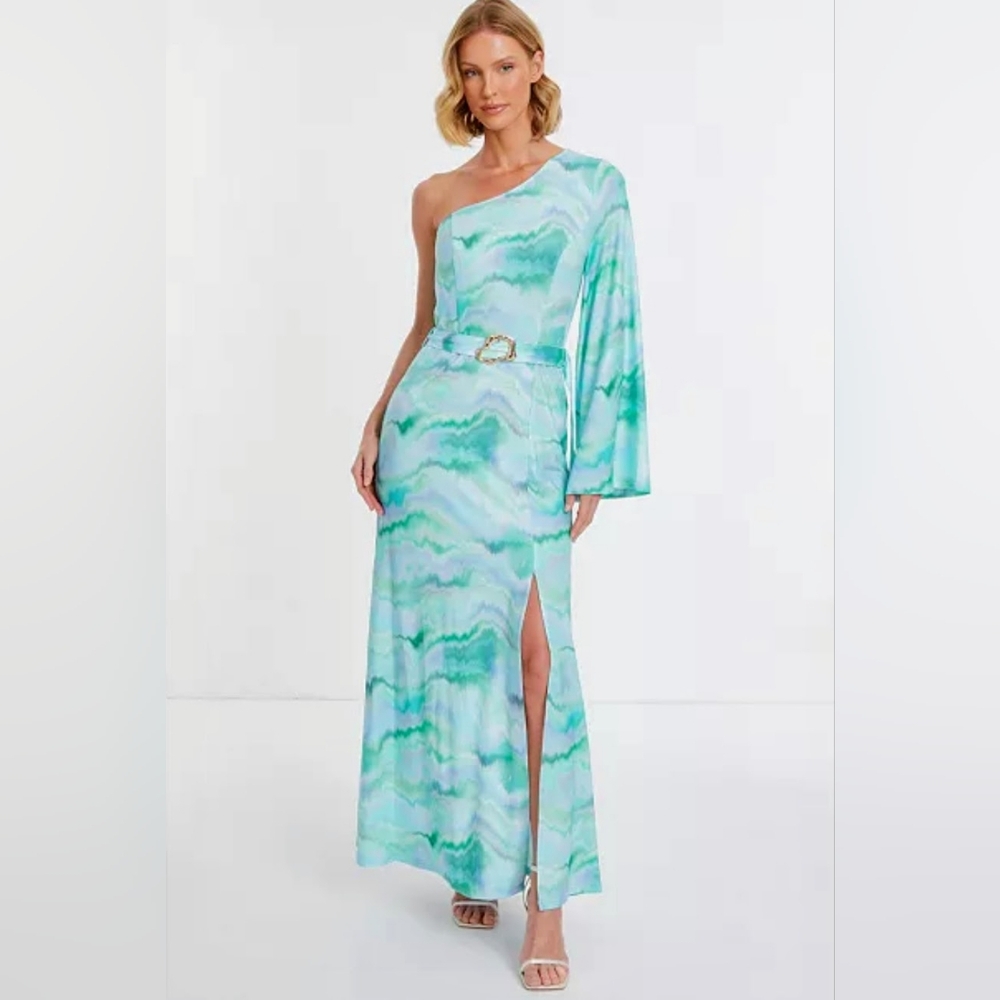 QUIZ One-Shoulder Tie Dye Maxi Dress Size 12